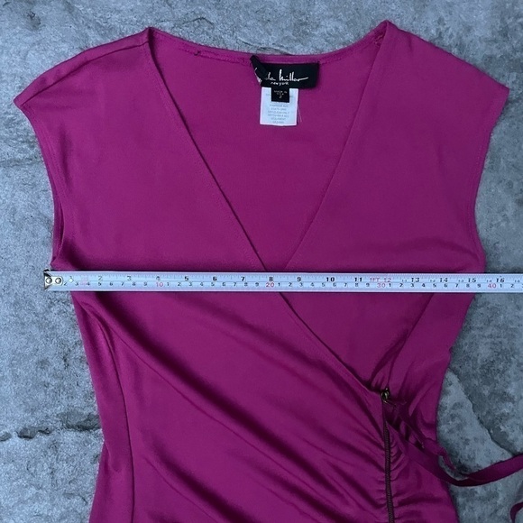 Nicolle Miller vintage pink fusia midi ruched dress with zipper size 2 - Picture 8 of 8